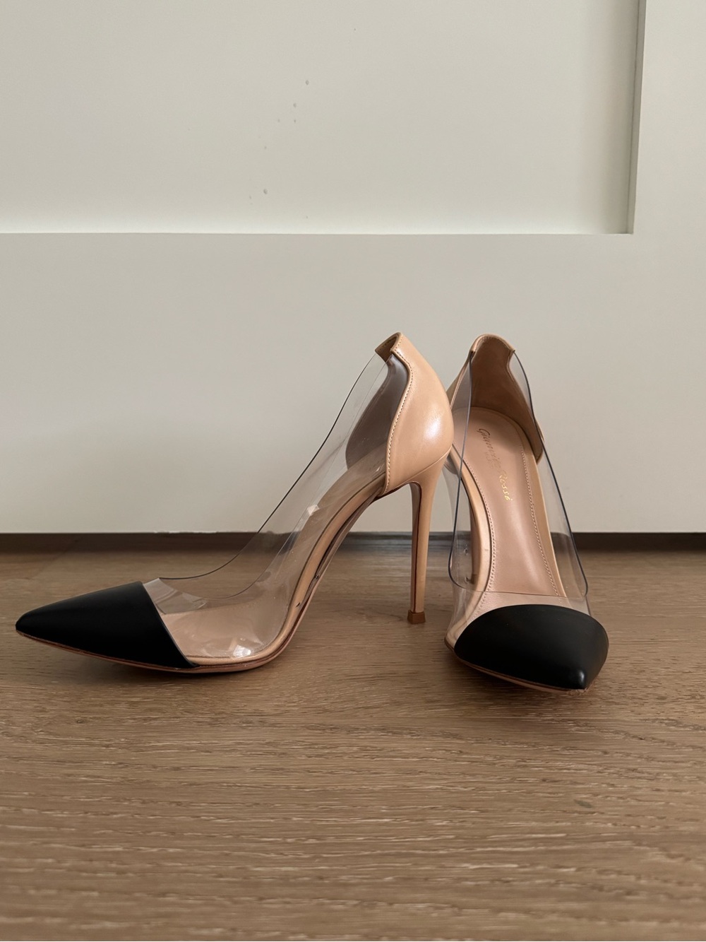 Gianvito Rossi PVC Leather Two Tone Pointed Toe Pump